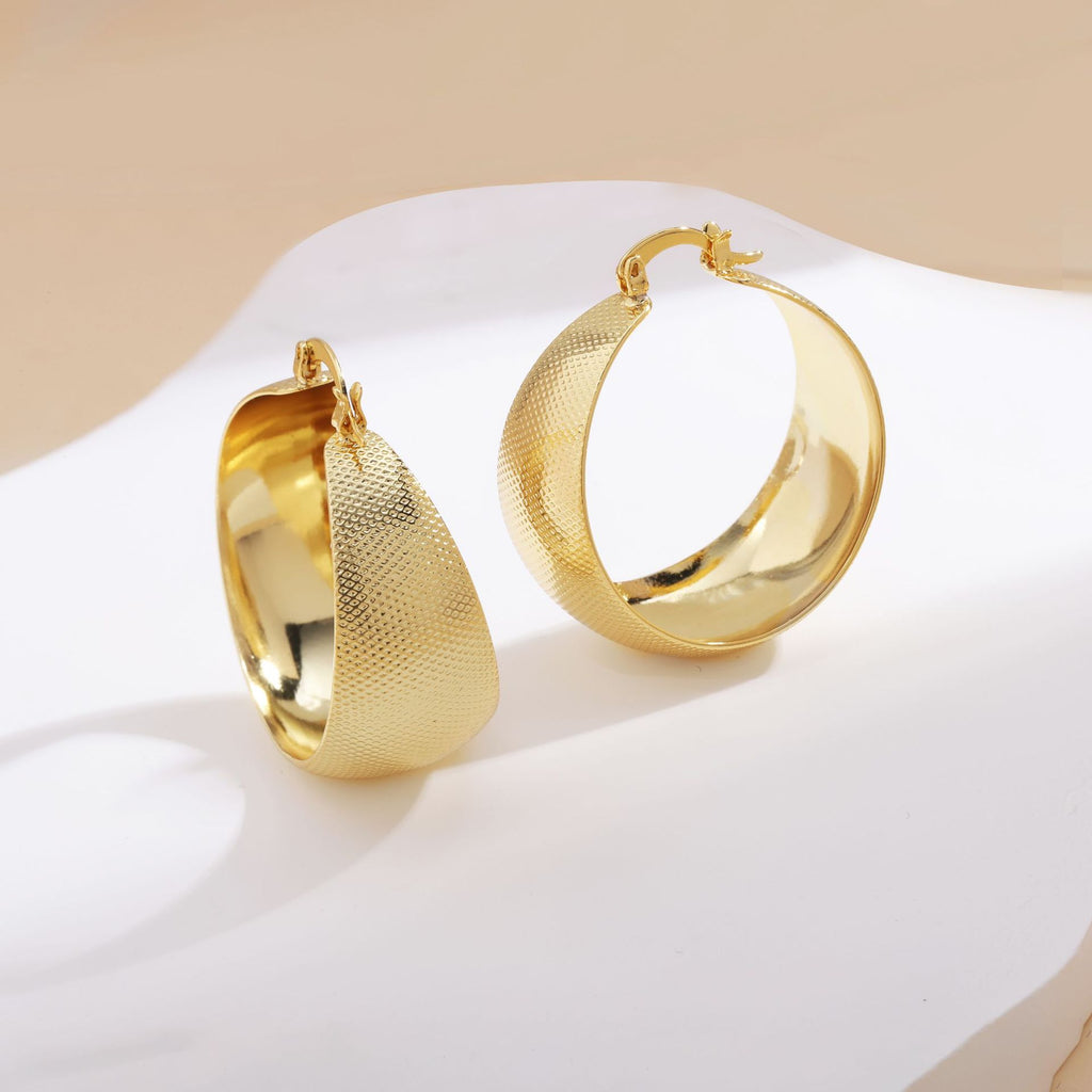 Women Geometric Metal Hoop Earrings Light Luxury Fashion Jewelry