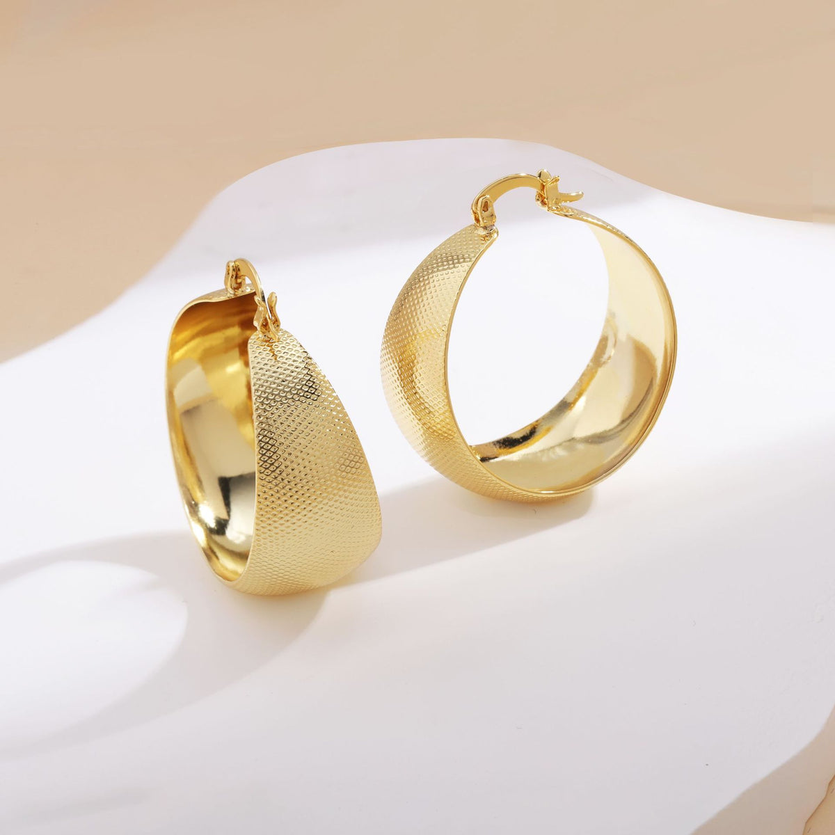 Women Geometric Metal Hoop Earrings Light Luxury Fashion Jewelry
