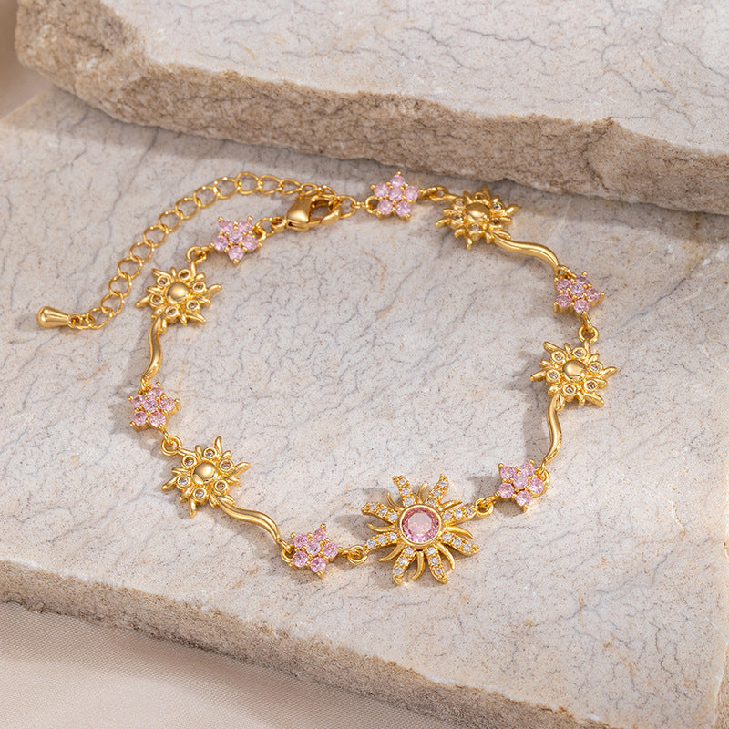 Bracelet tournesol en zircon pour femme