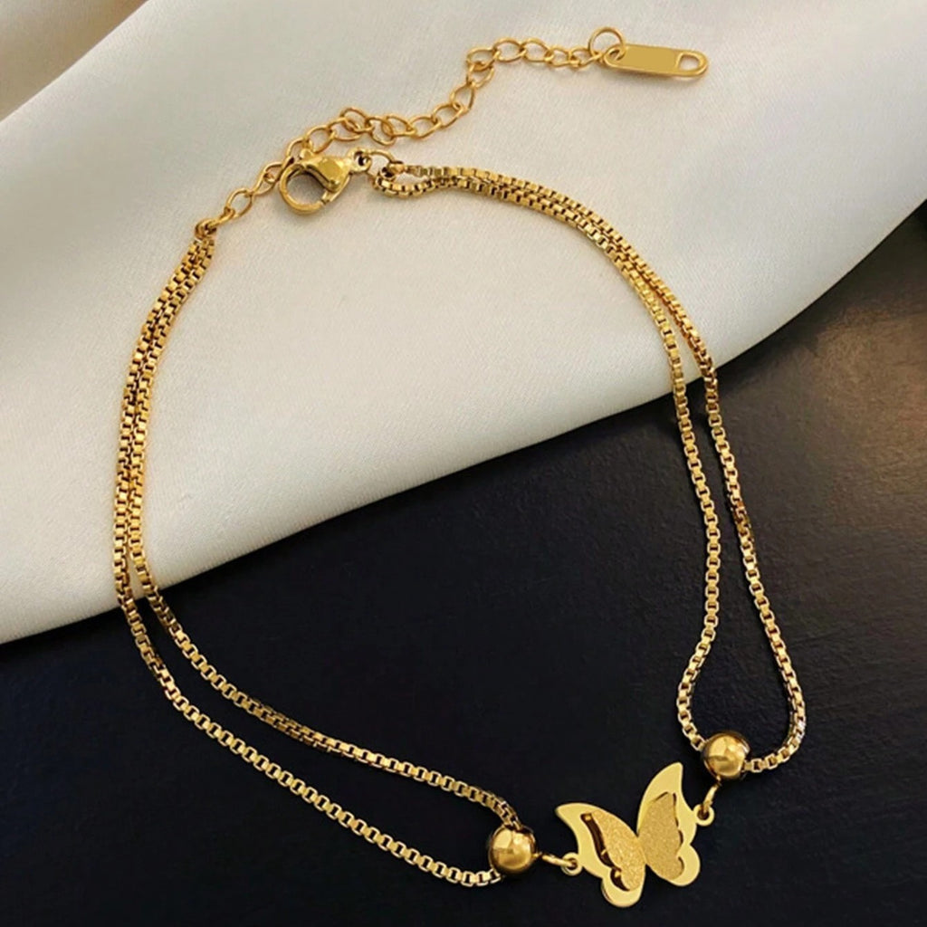 Bracelet de cheville papillon à double couche