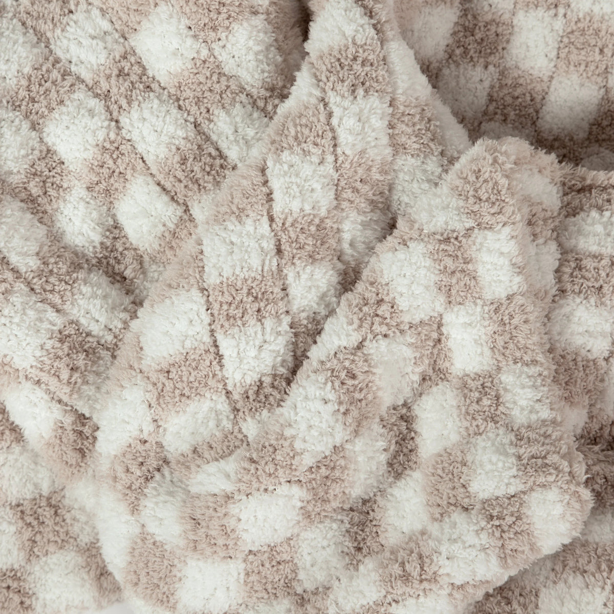 Couverture à carreaux beige et blanc, grand format