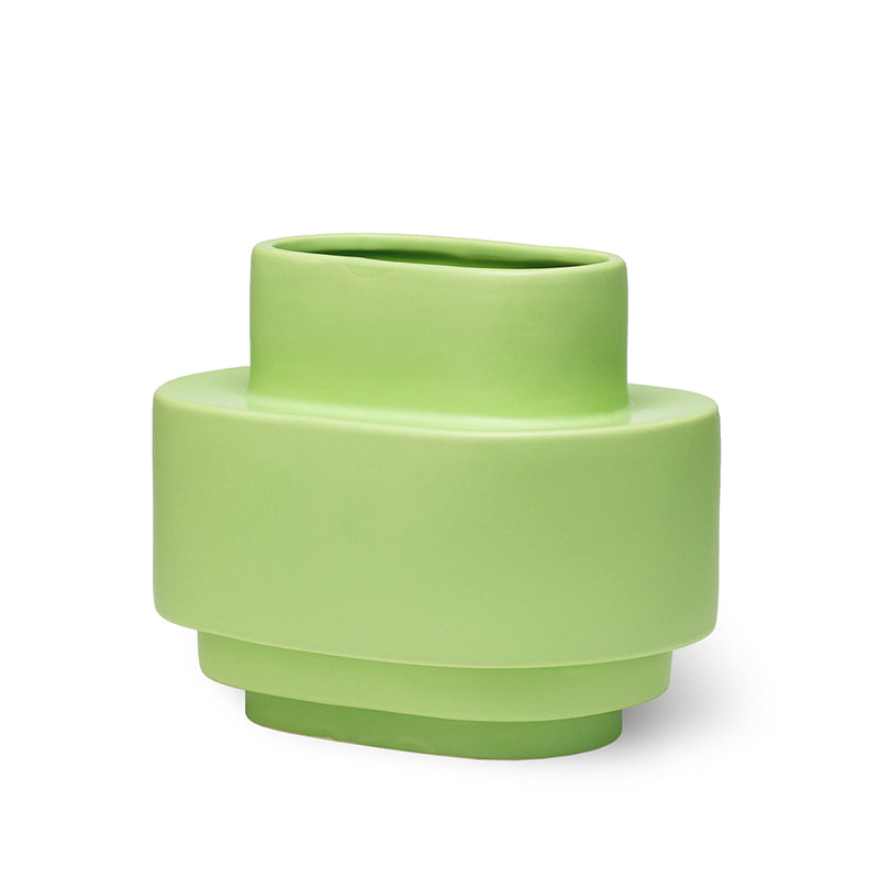 Vase en céramique Layer, émail vert pâle mat