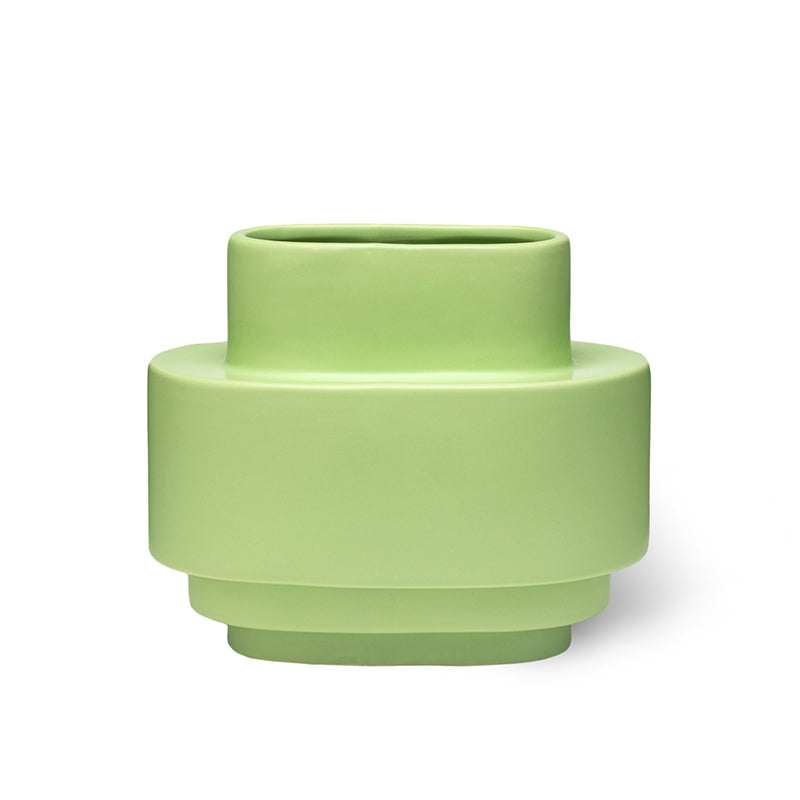Vase en céramique Layer, émail vert pâle mat