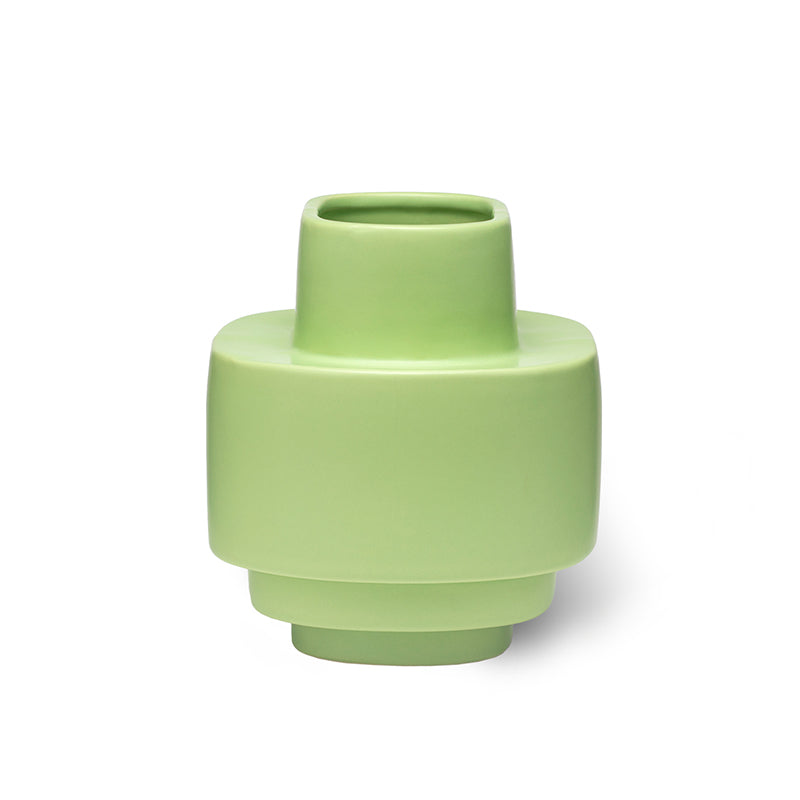 Vase en céramique Layer, émail vert pâle mat