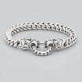 Men's Dragon Head Clasp Heavy Steel Bracelet Biker Jewelry