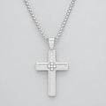 Men’s Stainless Steel Diamond Accent Cross Pendant Necklace