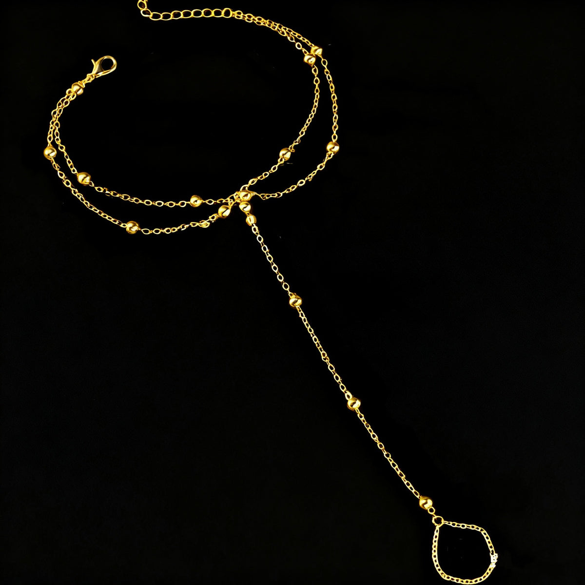 Bracelet de cheville double couche en perles rondes