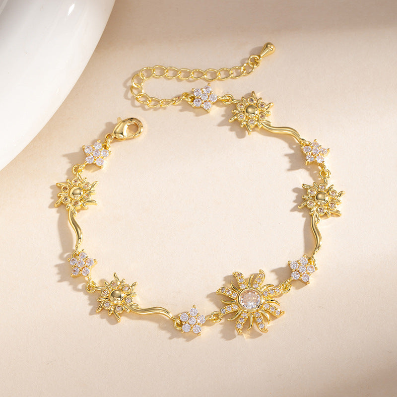 Bracelet tournesol en zircon pour femme