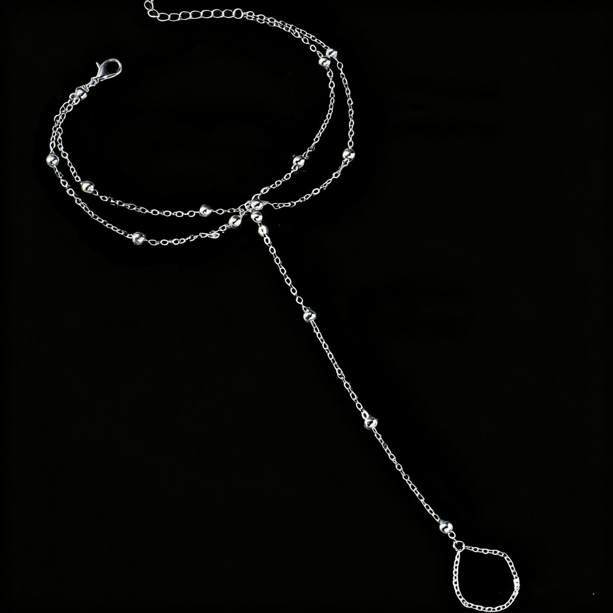 Bracelet de cheville double couche en perles rondes