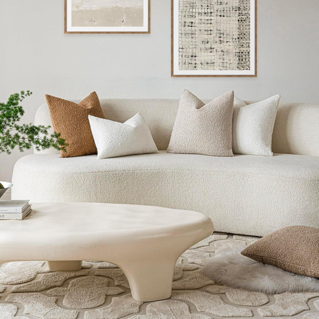 Housse de coussin en bouclette texturée