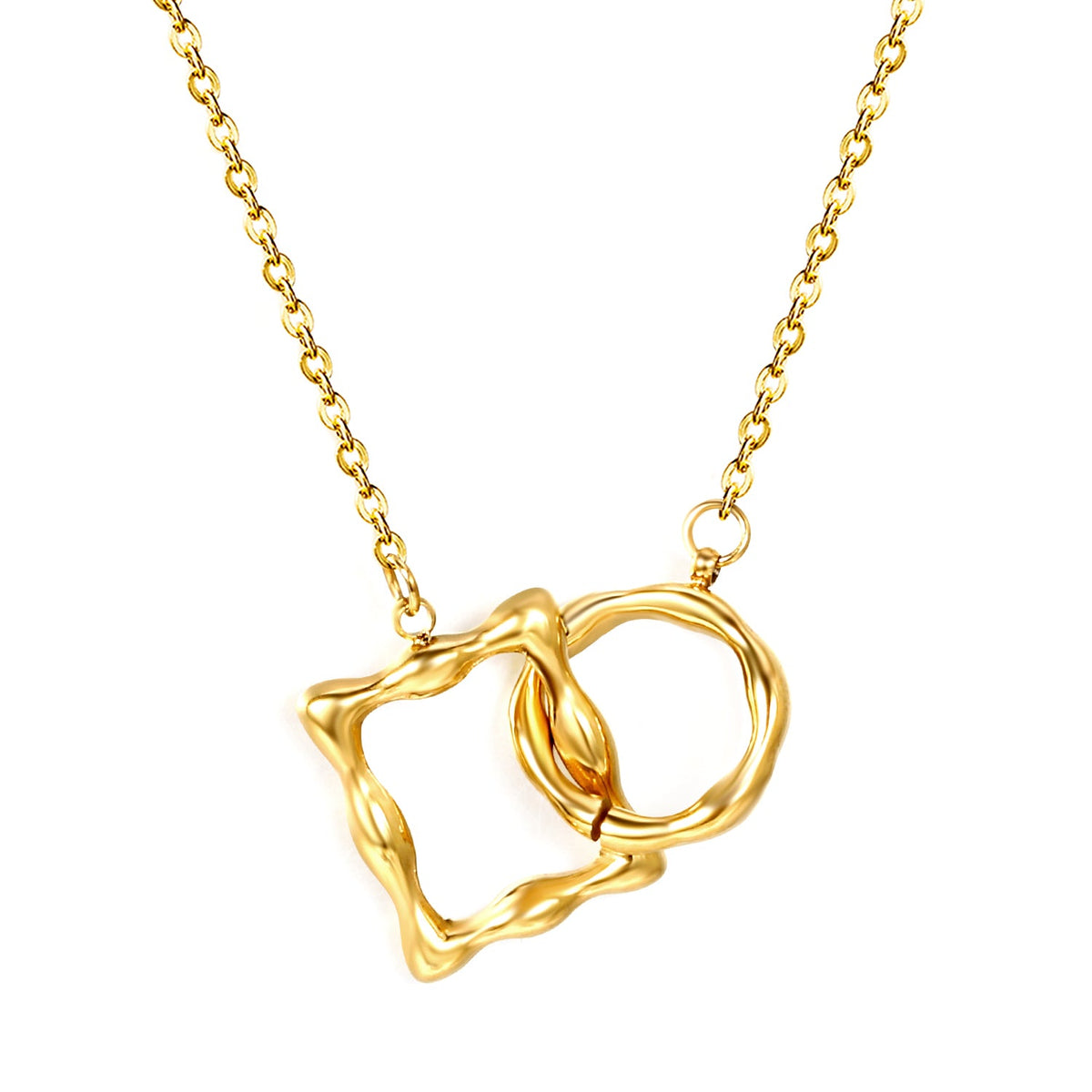 Collier pendentif rond à fermoir carré irrégulier