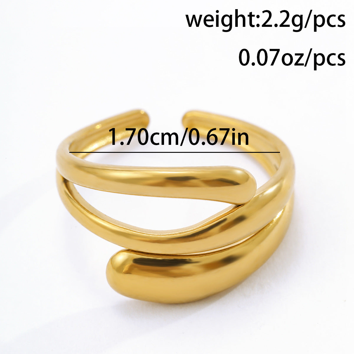 Bague ouverte ajustable à ligne géométrique en acier inoxydable