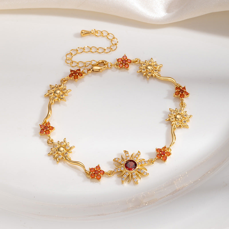 Bracelet tournesol en zircon pour femme