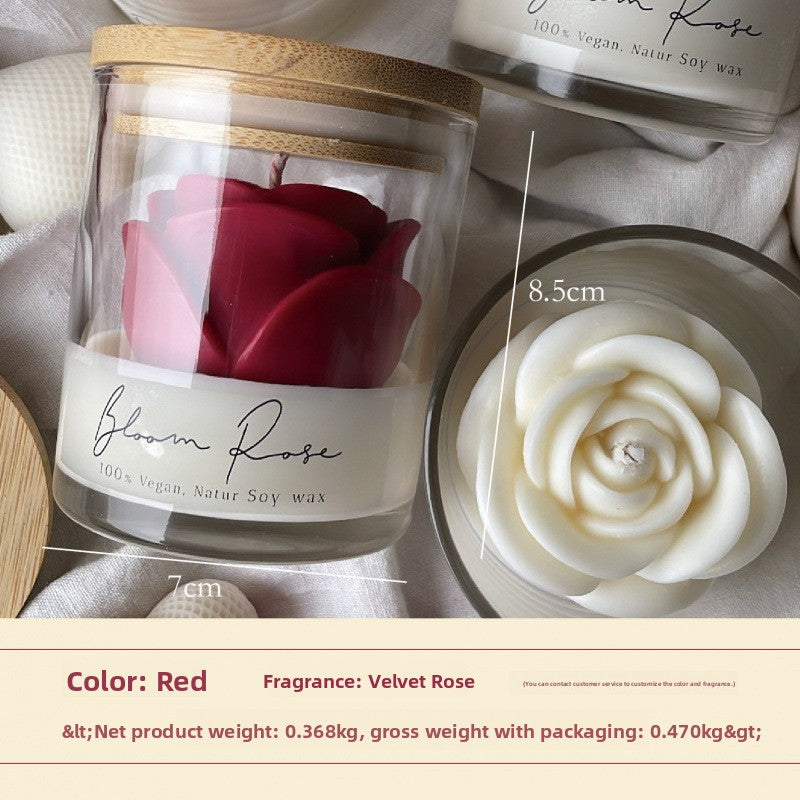 Bougie parfumée en verre en forme de rose