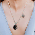 Collier à pendentif feuille en acier inoxydable, longue chaîne