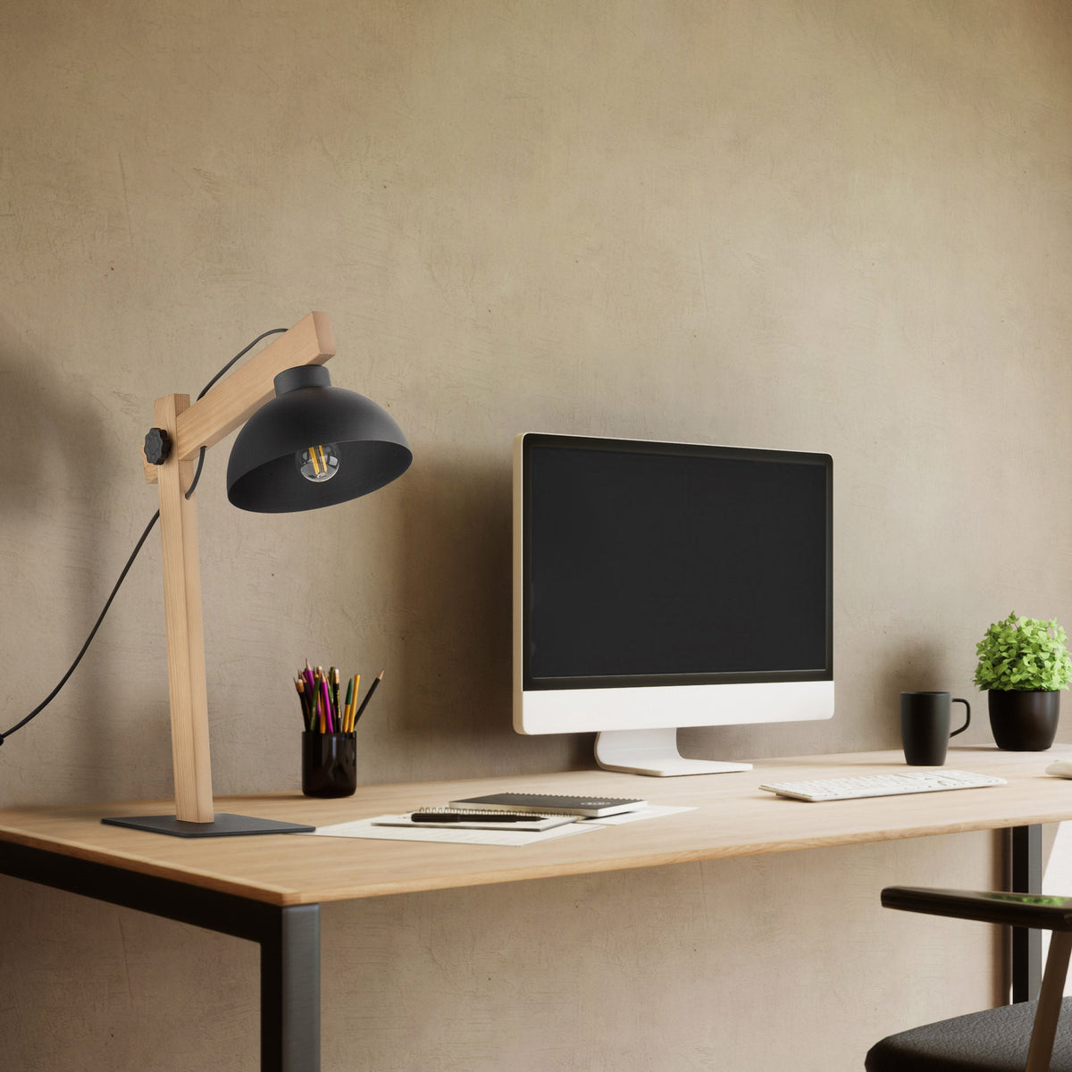 Lampe de table OSLO noire, style scandinave