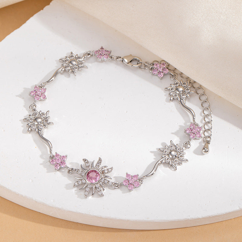 Bracelet tournesol en zircon pour femme