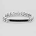 Bracelet pour homme en acier inoxydable argenté, texture diamant noir