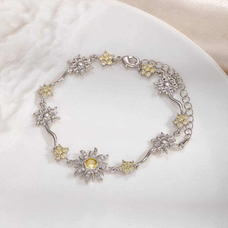 Bracelet tournesol en zircon pour femme