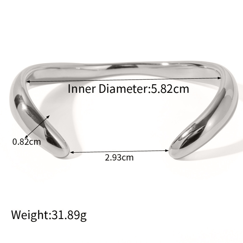 Bracelet ouvert de luxe en acier titane avec perle