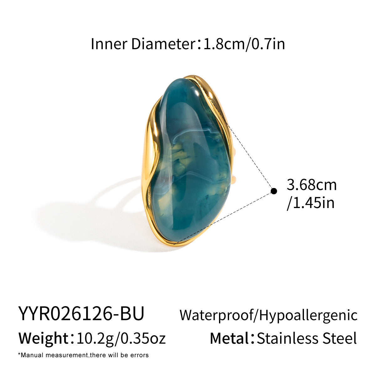 Bague ouverte en résine pour femme