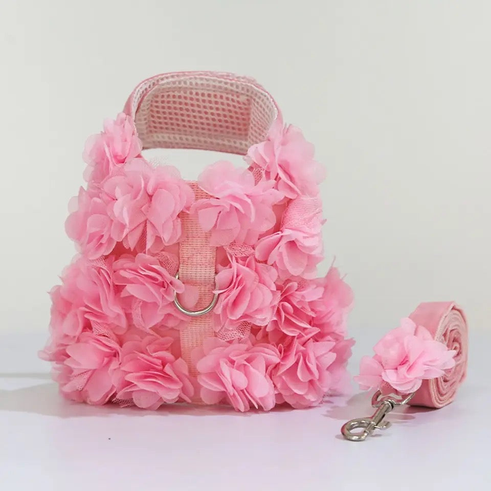 Ensemble harnais et laisse Fleurs de cerisier pour chien