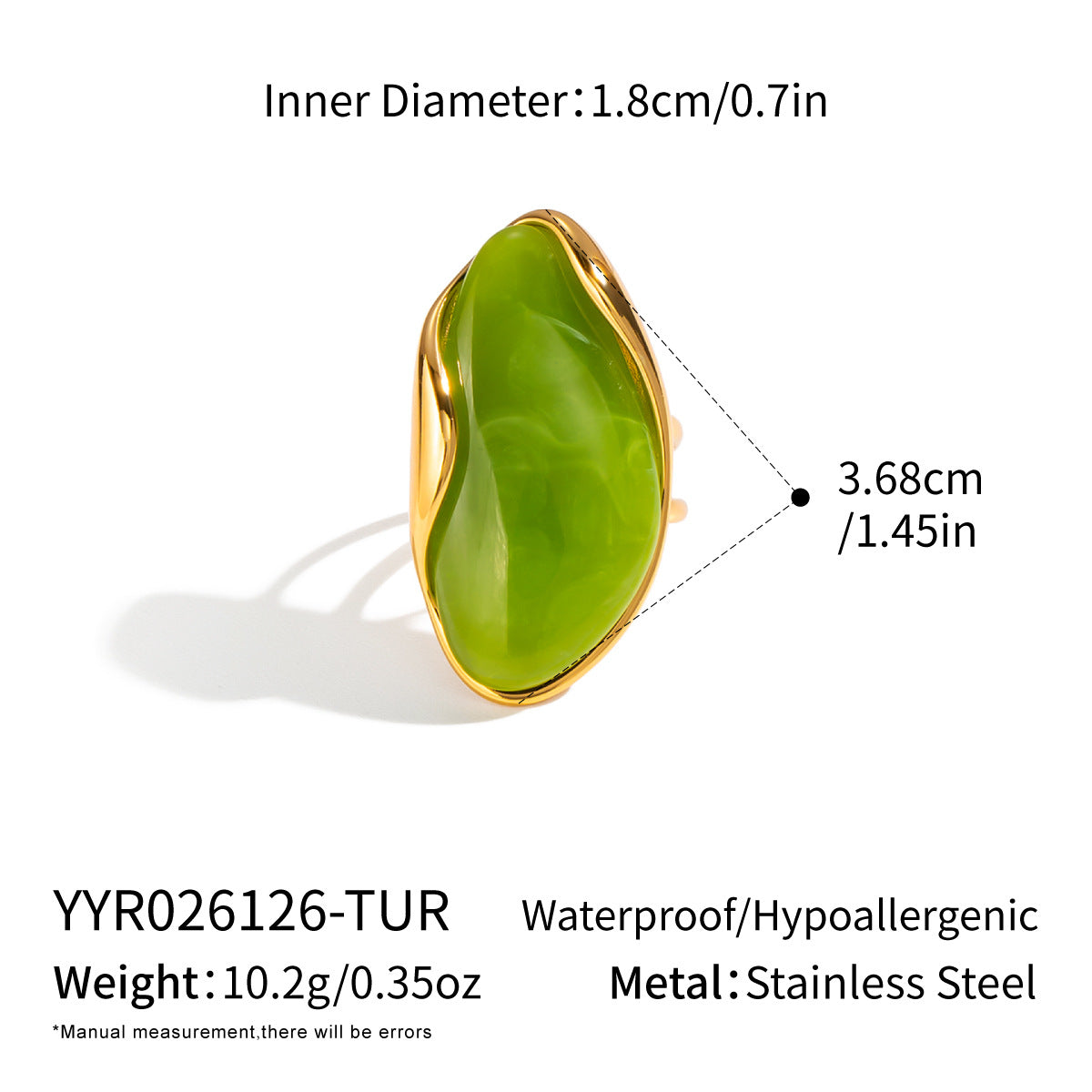 Bague ouverte en résine pour femme