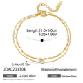 Bracelet de cheville double couche en acier inoxydable et zircons