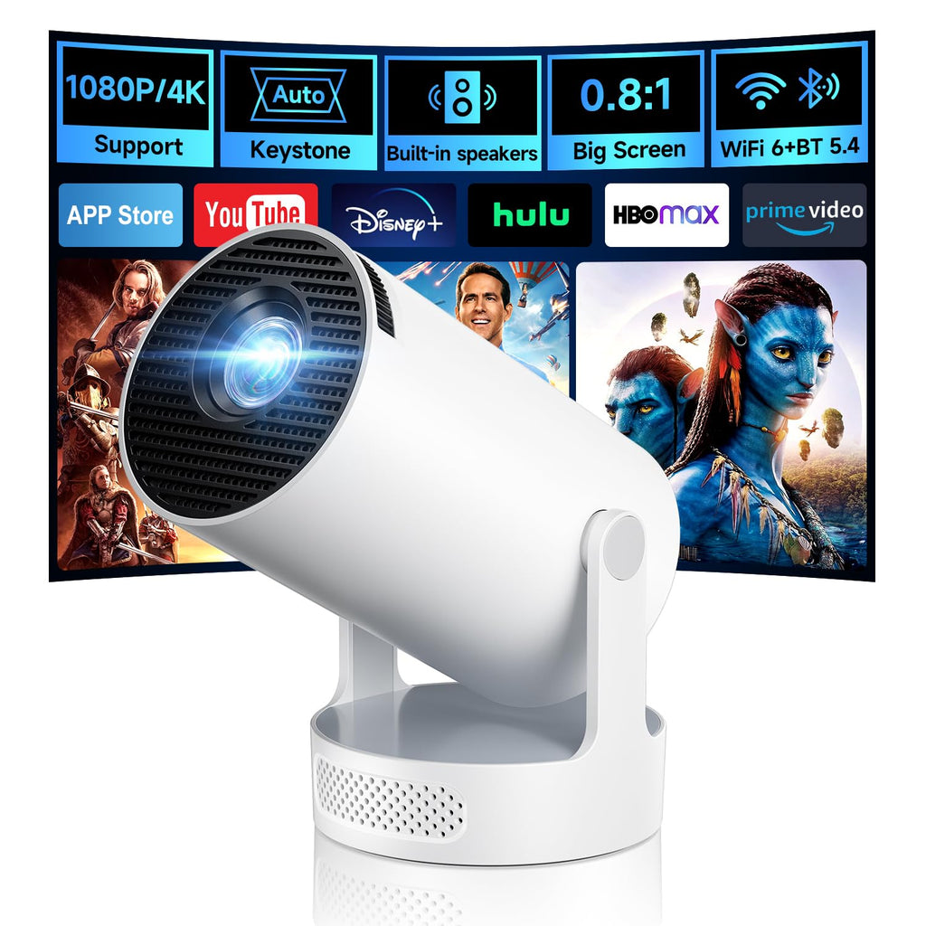Mini projecteur Kimwood avec haut-parleur, 1080P, WiFi 6