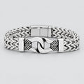 Bracelet chaîne épi double rang pour homme en acier inoxydable, design à boucle