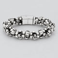 Men’s Stainless Steel Multi-Skull Link Bracelet. Heavy-Duty Biker Jewellery
