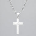 Men’s Stainless Steel Knife-Edge Cross Pendant Necklace. Polished Biker Jewellery