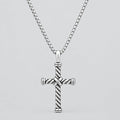 Collier pendentif croix pour homme en acier inoxydable, câble torsadé, finition oxydée
