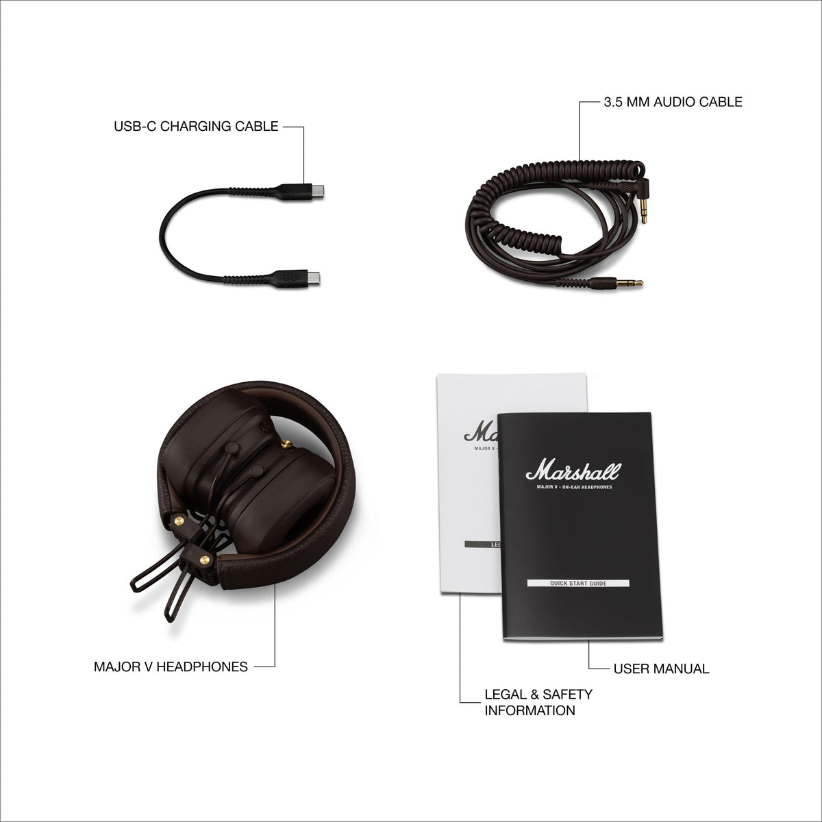 Casque sans fil Marshall Major V, brun