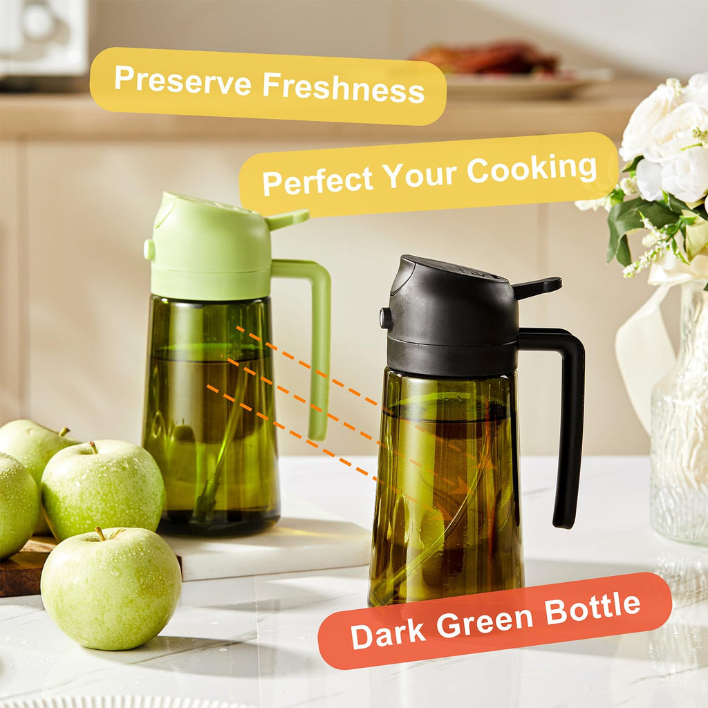 Bouteille d'huile d'olive 2 en 1, verseur et vaporisateur, 470 ml