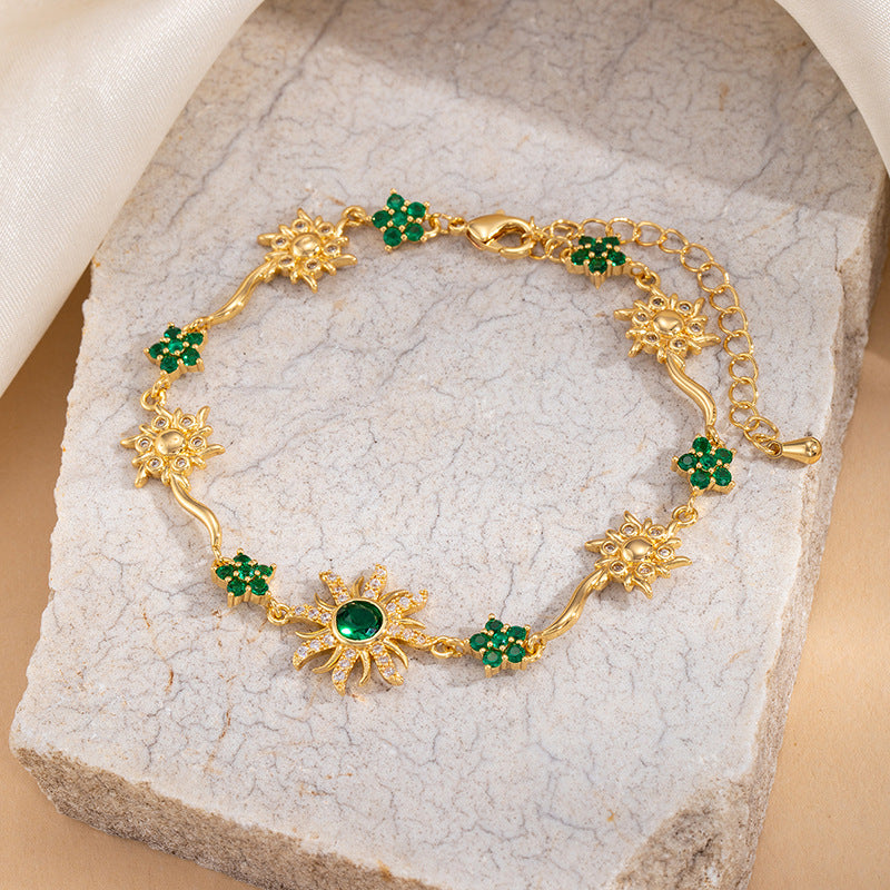 Bracelet tournesol en zircon pour femme