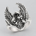Men’s Stainless Steel Eagle Ring. Detailed Wings Biker Signet Jewellery