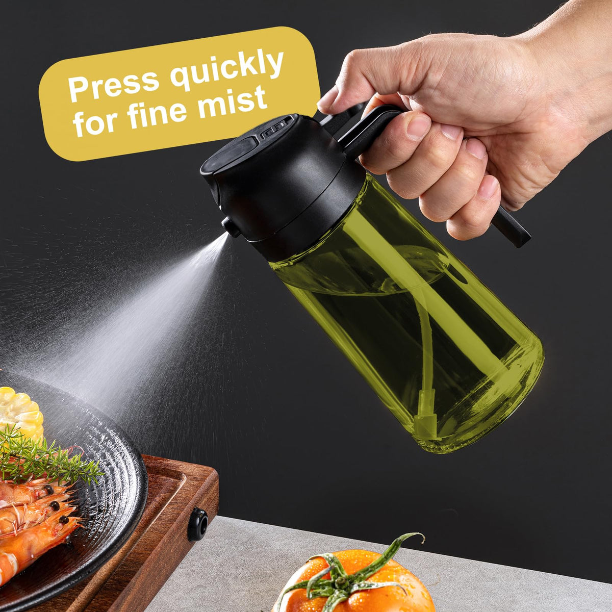 Bouteille d'huile d'olive 2 en 1, verseur et vaporisateur, 470 ml