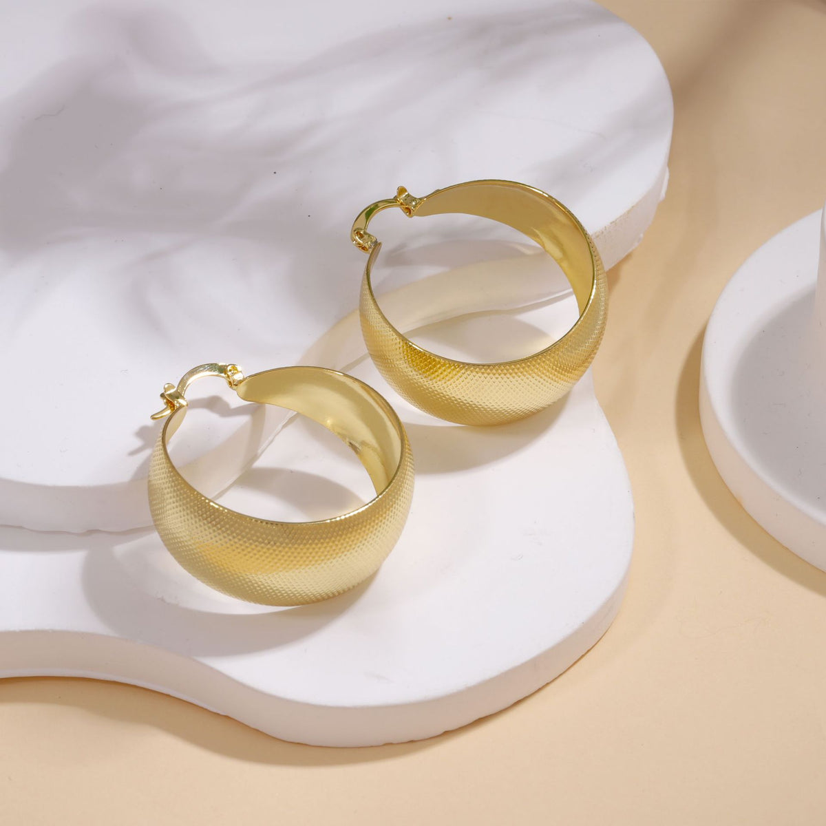 Women Geometric Metal Hoop Earrings Light Luxury Fashion Jewelry