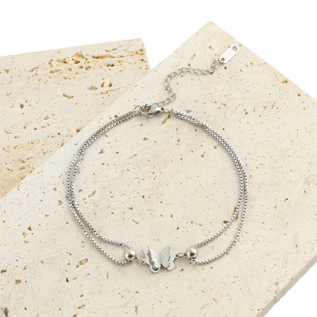 Bracelet de cheville papillon à double couche