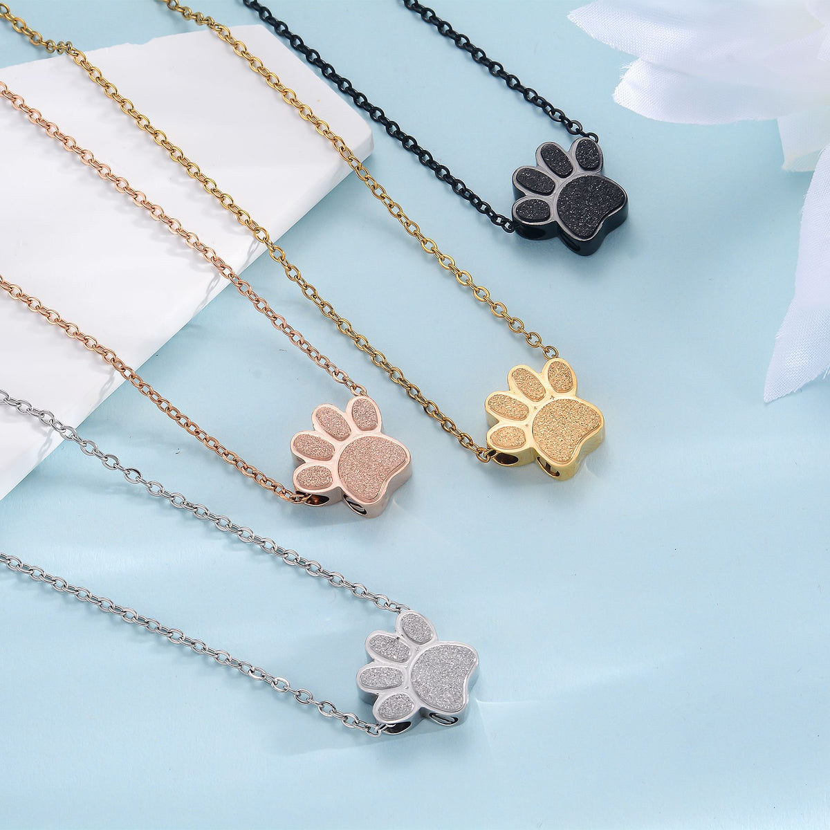 Collier pendentif parfum patte d'animal en acier inoxydable