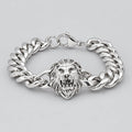 Men’s Stainless Steel Lion Head Cuban Link Bold Biker Bracelet