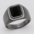Men’s Matte Black Stainless Steel Signet Biker Ring