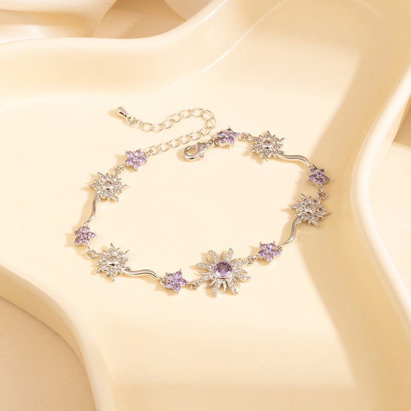 Bracelet tournesol en zircon pour femme