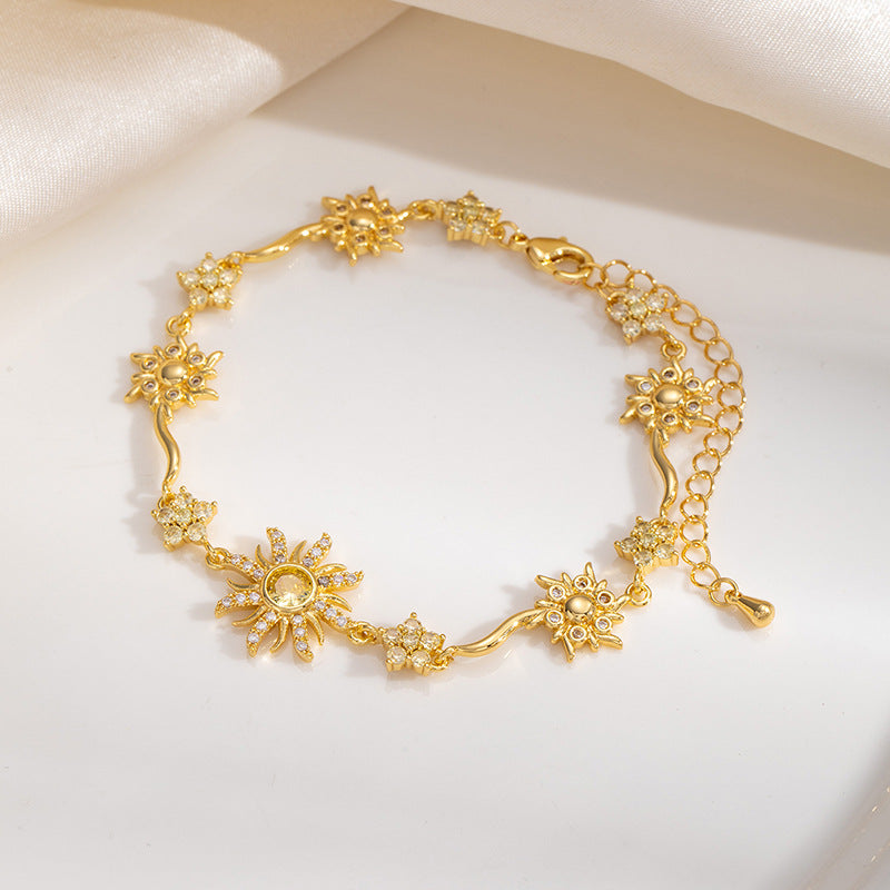 Bracelet tournesol en zircon pour femme