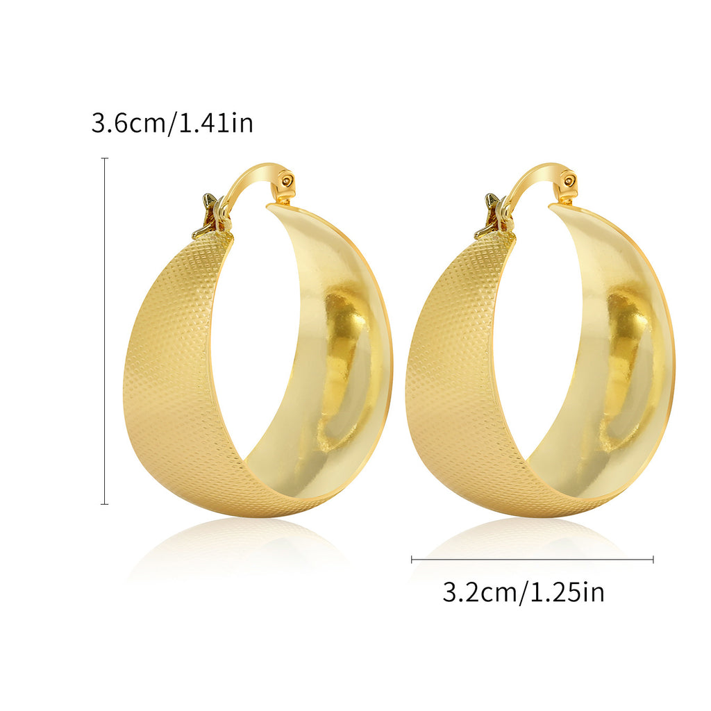 Women Geometric Metal Hoop Earrings Light Luxury Fashion Jewelry