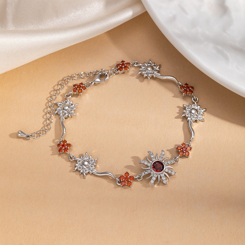 Bracelet tournesol en zircon pour femme