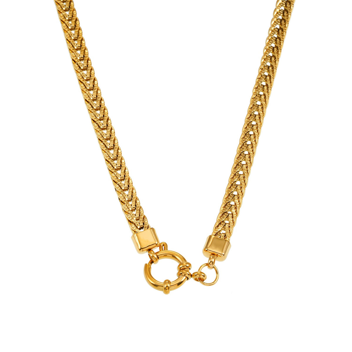 ALICE Or : collier gros maillons avec pendentif à fermoir anneau