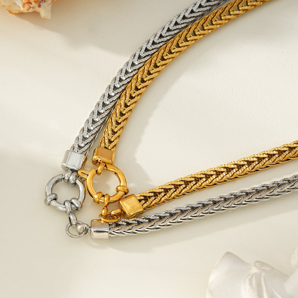 ALICE Or : collier gros maillons avec pendentif à fermoir anneau