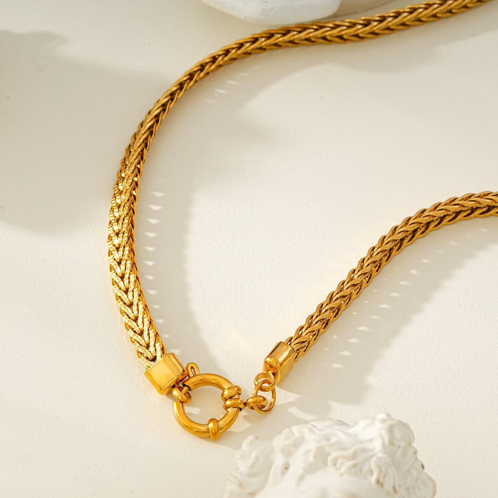 ALICE Or : collier gros maillons avec pendentif à fermoir anneau